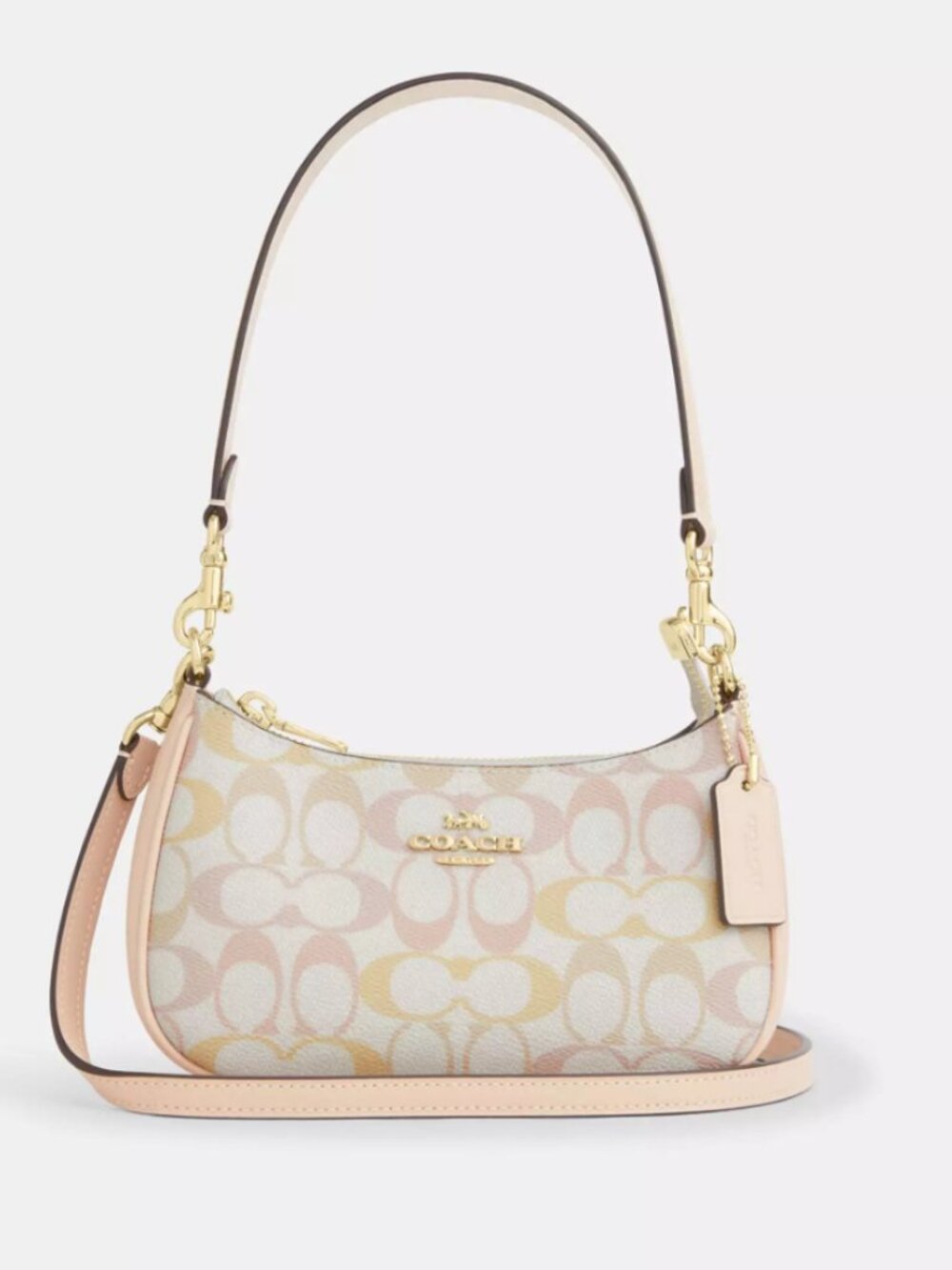 Coach Teri Mini Crossbody Bag In Pretty Signature Canvas CDW52 Gold/Chalk/Pink